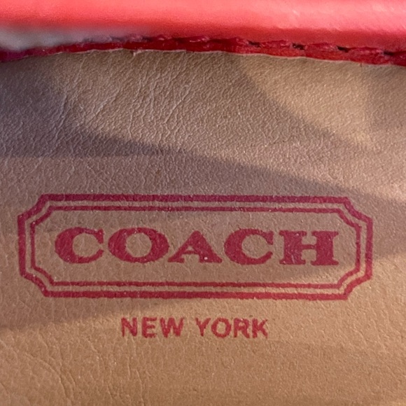 Coach Ballet Flats - Orange Leather w/ signature COACH Brown/Tan Canvas - Picture 5 of 7